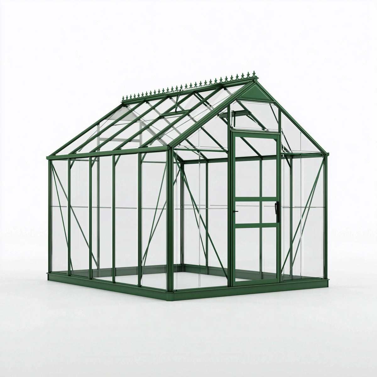 Gewächshaus 300 x 240 x 260 cm Glas Metall Grün - viktorianischer Gartenbau