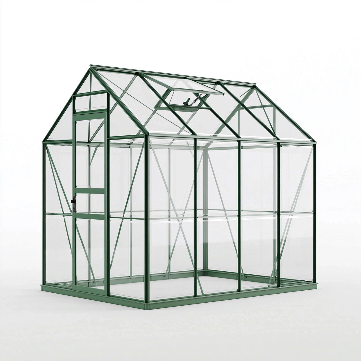 Gewächshaus 310 x 190 x 195 cm Aluminium Transparent Grün mit Dachfenster