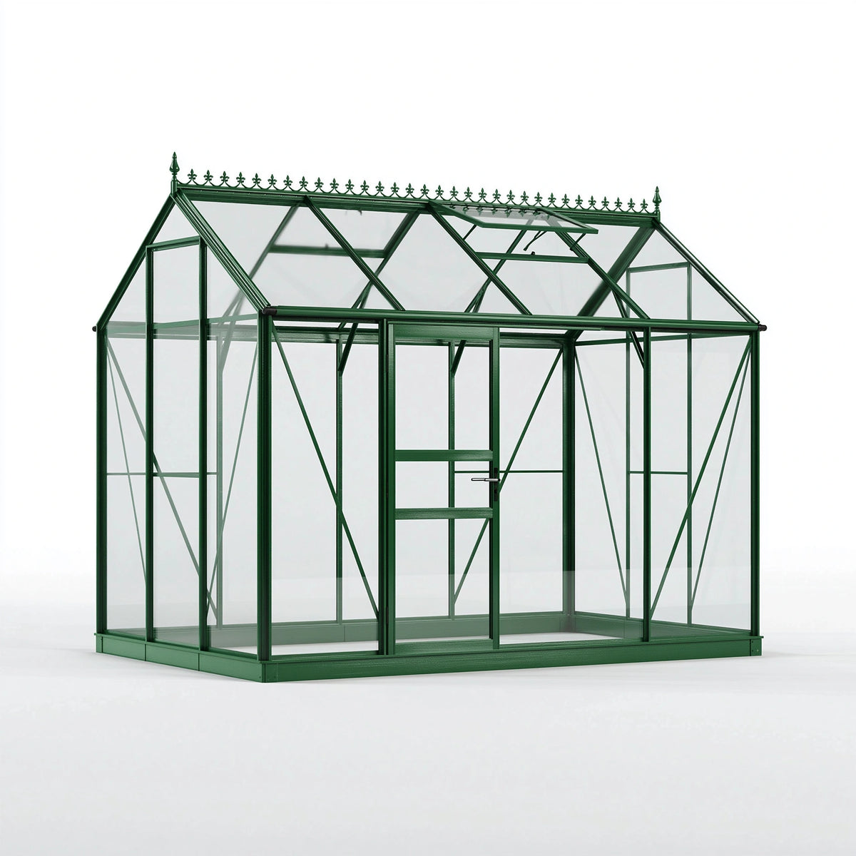 Gewächshaus 244 x 192 x 248 cm Aluminium Glas Grün viktorianischer Stil mit Dachfenster
