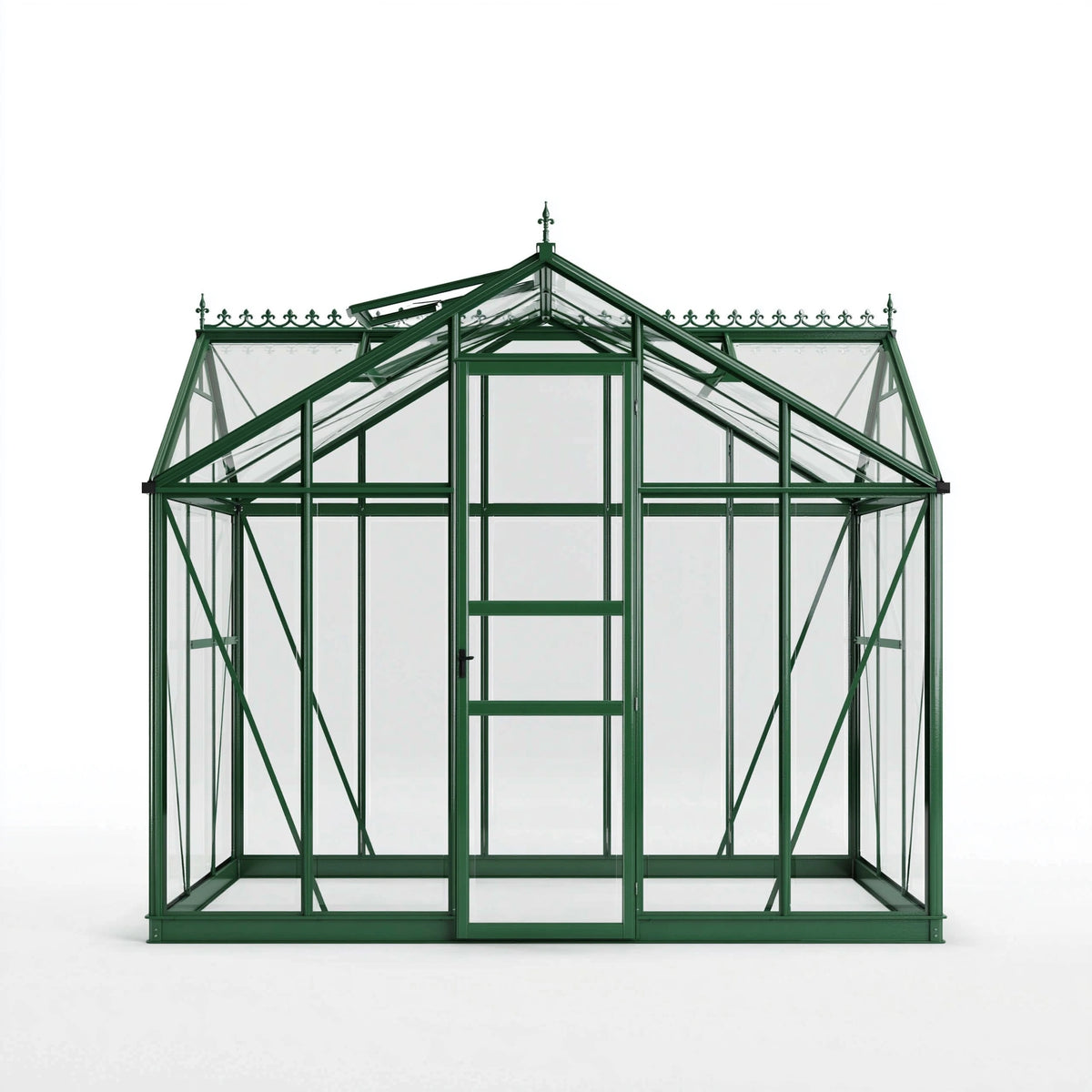 Gewächshaus 300 x 300 x 280 cm aus Glas und Metall Grün - viktorianischer Gartenpavillon