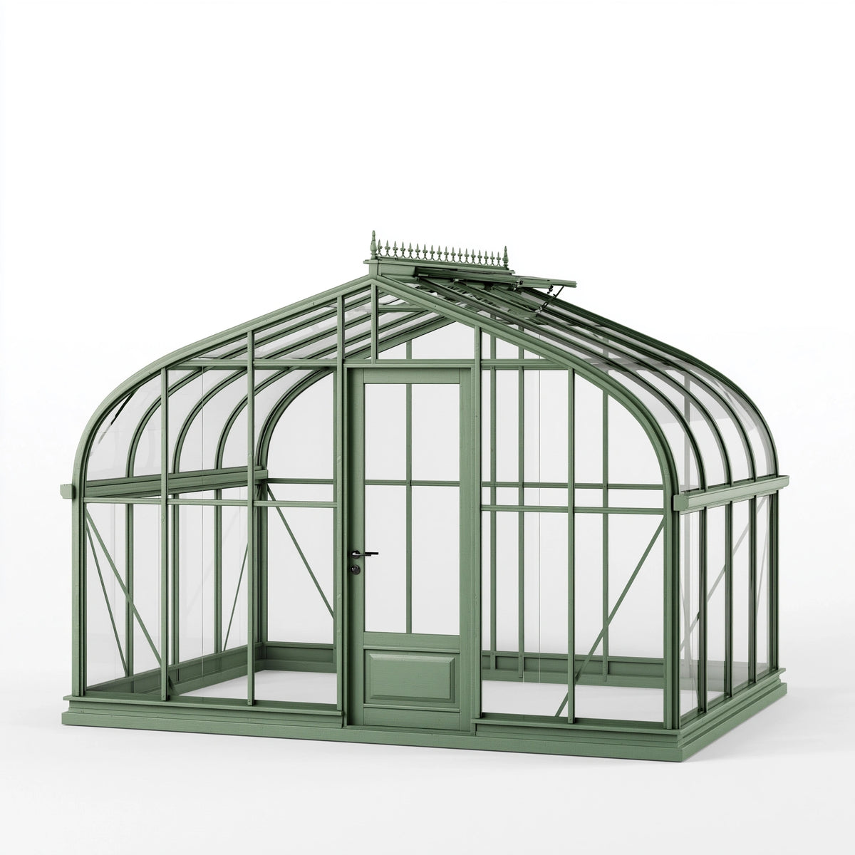 Gewächshaus 300 x 250 x 280 cm Metall Grün mit transparenten Paneelen im viktorianischen Stil