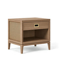 Nachttisch 50 x 40 x 60 cm Holzoptik Braun mit Rattangeflecht und Schublade