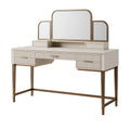 Schminktisch-Set 120 x 50 x 145 cm Holzwerkstoff Weiß/Braun mit Dreifachspiegel und Schubladen