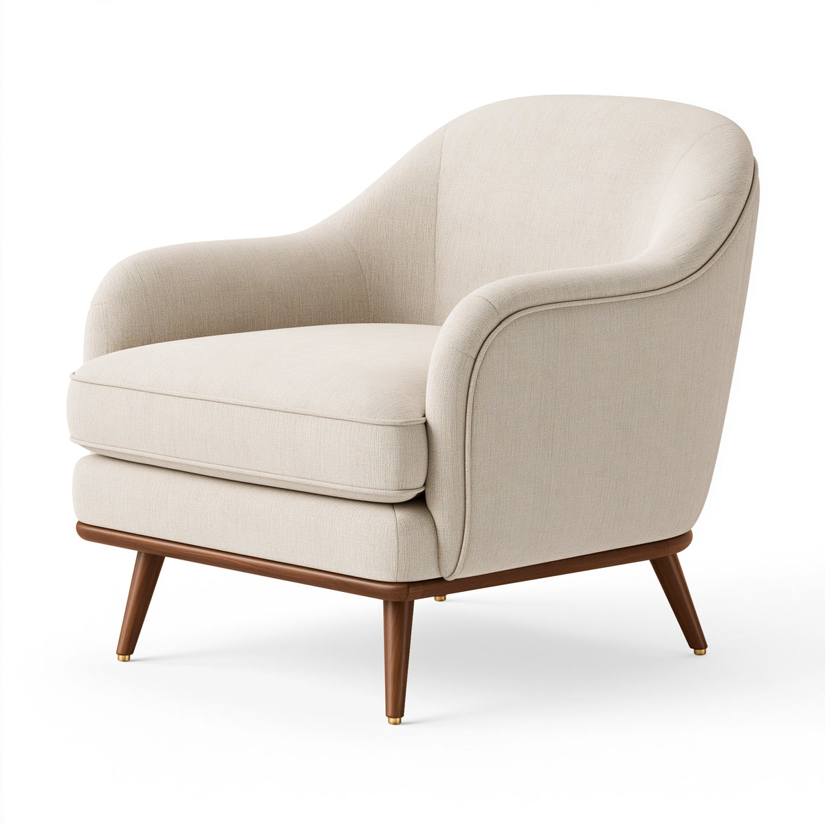 Sessel 82 x 86 x 90 cm Stoff Beige Holzgestell Mid-Century