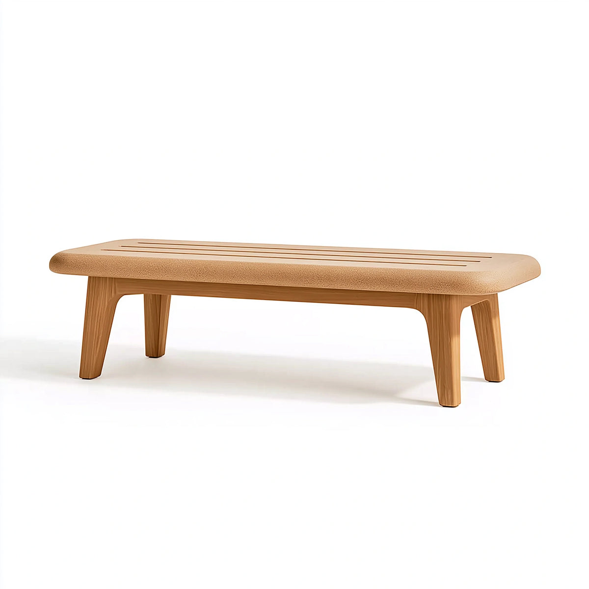 Sitzbank 120 x 40 x 45 cm Holz Beige gepolstert im modernen Stil