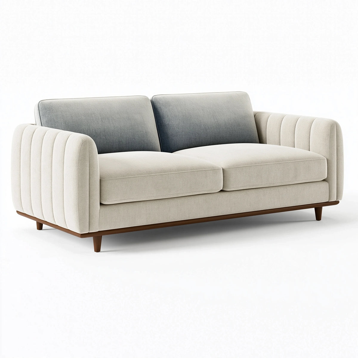 2-Sitzer-Sofa 180 x 90 x 85 cm Stoff Creme Grau Wohnzimmer Retro-Stil