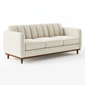 3-Sitzer Sofa 220 x 90 x 85 cm in Creme mit geripptem Textilbezug und Holzfüßen - Modern