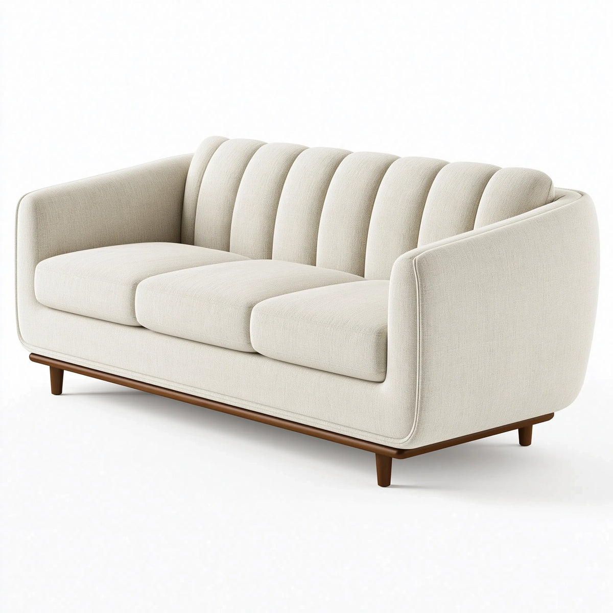 2-Sitzer Sofa 170 x 88 x 78 cm Webstoff Cremefarben mit Holzgestell - Gepolstertes Wohnzimmer Sofa