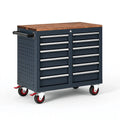 Werkzeugwagen 85 x 46 x 95 cm Stahl Holz Dunkelblau mobiler Werkstattwagen mit 10 Schubladen