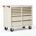 Werkzeugwagen 100 x 50 x 100 cm aus Stahl Cremeweiß Gold mit 11 Schubladen abschließbar