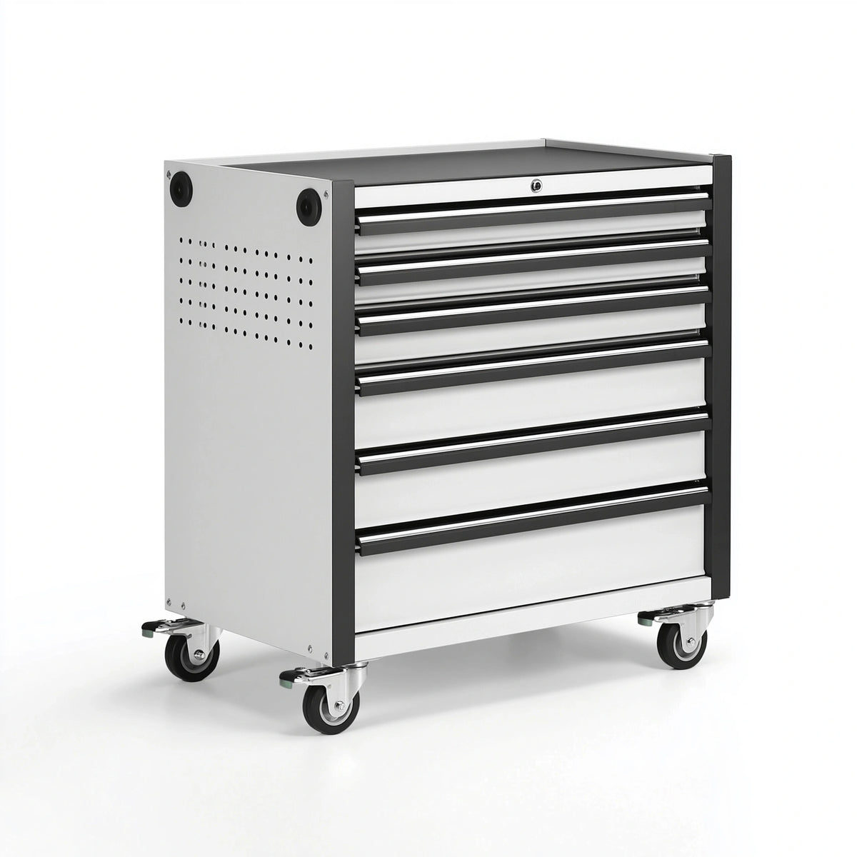 Werkzeugwagen 77 x 46 x 97 cm Stahl Silber Schwarz mit 7 Schubladen fahrbar
