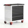 Werkzeugwagen 77 x 46 x 98 cm Stahl Schwarz Weiß Rot mit 7 Schubladen fahrbar