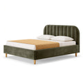 Polsterbett 180 x 200 cm Samt Olivgrün - Doppelbett mit gepolstertem Kopfteil