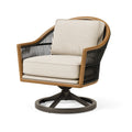 Drehsessel 78 x 82 x 88 cm Holz Seilgeflecht Beige Schwarz mit gepolsterter Sitzfläche