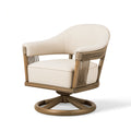 Drehsessel 78 x 76 x 90 cm aus Holz Textil und Kordel in Beige/Braun mit Drehfunktion