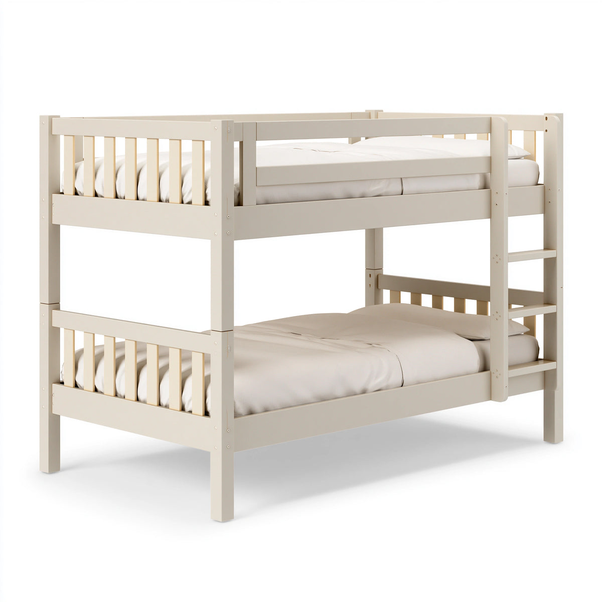 Etagenbett 90 x 200 cm aus Holz Beige - Platzsparendes Kinderbett mit Leiter